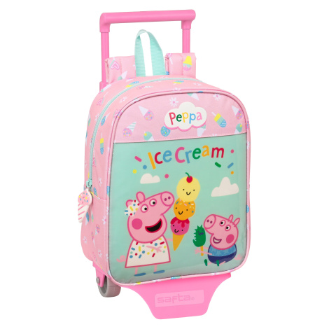 Safta dětský batoh na kolečkách Peppa Pig "Ice Cream" - 6L - růžový