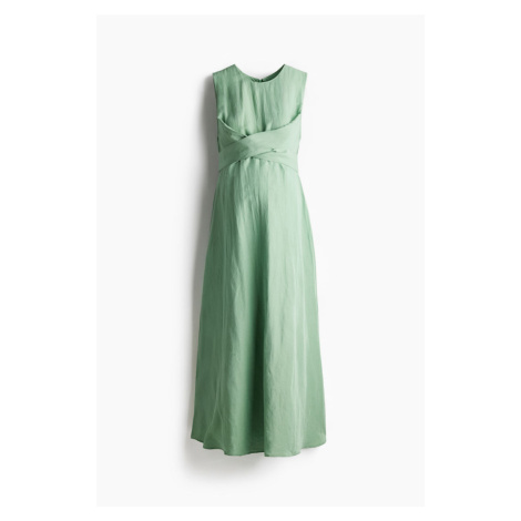 H & M - MAMA Šaty z lněné směsi - zelená H&M