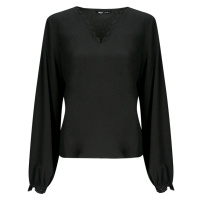 Only ONLNOVA FR VERSA V-NECK L/S LACE TOP PTM Černá