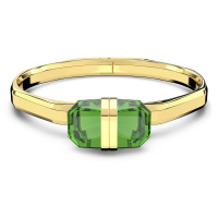 Swarovski Pozlacený pevný náramek s zelenými krystaly Lucent 5633624 M (5,6 x 4,6 cm)