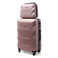 Rogal Zlato-růžová sada 2 luxusních plastových kufrů 