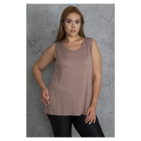 Şans Women's Mink Plus Size Sleeveless Viscose Blouse