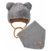 Zimní kojenecká čepička s šátkem na krk New Baby Teddy bear šedá