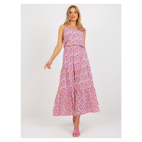 Růžové maxi šaty s květinami na ramínka SUBLEVEL Fashionhunters