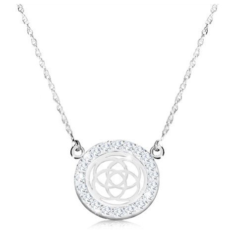 Stříbrný náhrdelník 925 - čtyřcípý keltský uzel v zirkonovém kruhu, jemný řetízek Šperky eshop