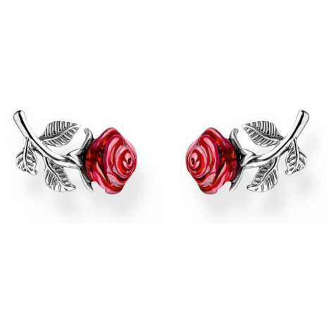 Thomas Sabo H2314-664-10 Silver Stud Earrings Roses Romance