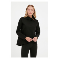 Trendyol Black Zipper Detailed Stand Collar Knitted Sports Sweatshirt