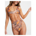 ASOS DESIGN recycled mix and match v crop bikini top in zebra tropical print-Multi