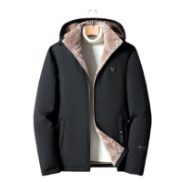 Pánská zimní bunda větru odolná s kapucí a plyšovou podšívkou