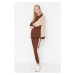 Trendyol Brown Color Block Thin Knitted Tracksuit Set