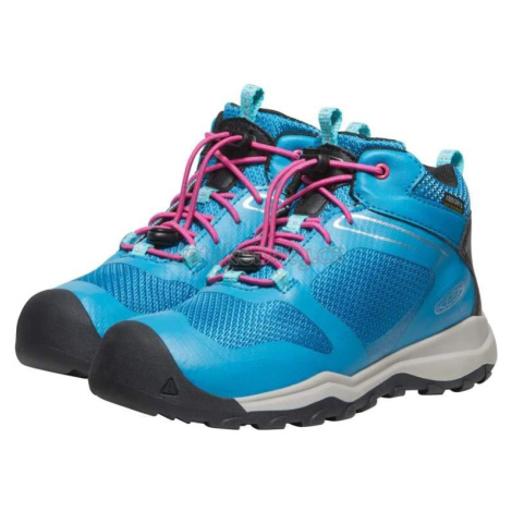 Dětské celoroční boty Keen WANDURO MID WP YOUTH fjord blue/fuchsia purple