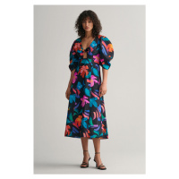 ŠATY GANT FLORAL PRINT VOLUME SLEEVE DRESS černá