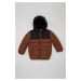 DEFACTO Baby Boy Water Repellent Fleece Lined Color Block Patterned Hooded Puffer Jacket