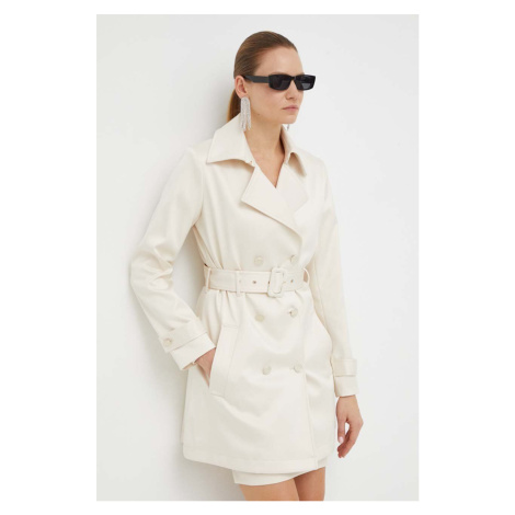 Kabát Guess LUANA dámský, béžová barva, přechodný, dvouřadový, W4RL08 WFJ02