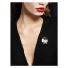 Éternelle Perleťová brož s pravou říční perlou a čirými zirkony - květina B7234-XH2231A Zlatá