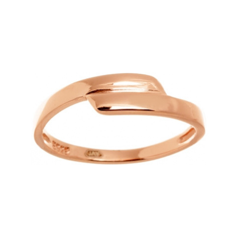 Dámský stříbrný prsten pozlacený růžovým zlatem bez kamínků STRP0368F JVD
