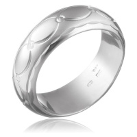 Prsten ze stříbra 925 - hrubá lesklá linie se zrnky a kužely