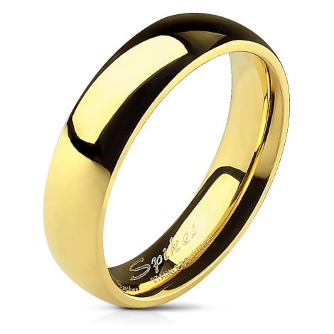 Prsten z chirurgické oceli, zlatý odstín, lesklý hladký povrch, 5 mm Šperky eshop