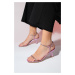 LuviShoes BLOEME Pink Stone Women's Single Band Thin Heeled Evening Shoes