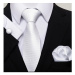 Luxusní Kravata Svatební Bílá| Manžetové knoflíčky | Kapesníček Bílá