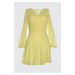 Trendyol Yellow Ribbed Detailed Chiffon Dress