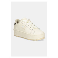 Kožené sneakers boty Tommy Jeans TJW FLATFORM SNEAKER METALLIC béžová barva, EN0EN02711