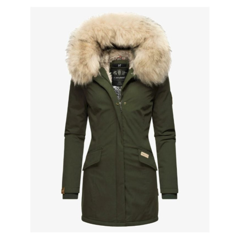 Dámská zimní bunda s kapucí a kožíškem Cristal Navahoo - OLIVE
