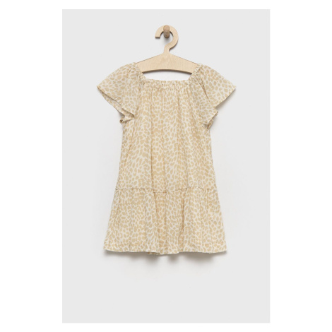 Dětské bavlněné šaty GAP béžová barva, mini