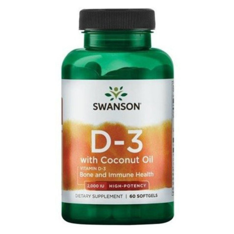 Vitamín D3 s kokosovým olejem 60 tobolek 2000IU - Swanson - EXP 04/2022