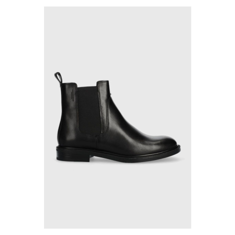 Kožené kotníkové boty Vagabond Shoemakers AMINA dámské, černá barva, na plochém podpatku, 5603.0
