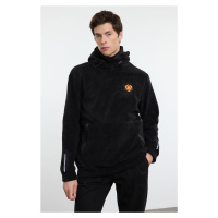 Trendyol Limited Edition Black Regular Cut Printed Anti-pilling Fleece Sweatshirt