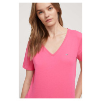 Bavlněné tričko Tommy Jeans růžová barva, DW0DW11458