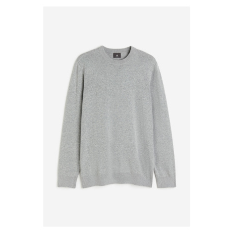 H & M - Jemně pletený bavlněný svetr Slim Fit - šedá H&M