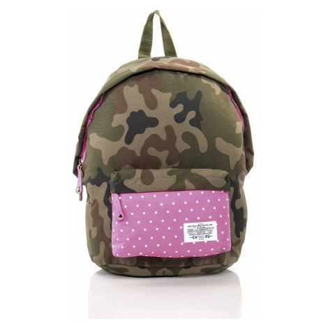 Růžový školní batoh s maskáčovým motivem