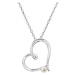 Evolution Group Stříbrný náhrdelník srdce s malou bílou říční perličkou 22045.1