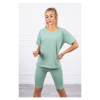 Set top+legíny tmavě mint