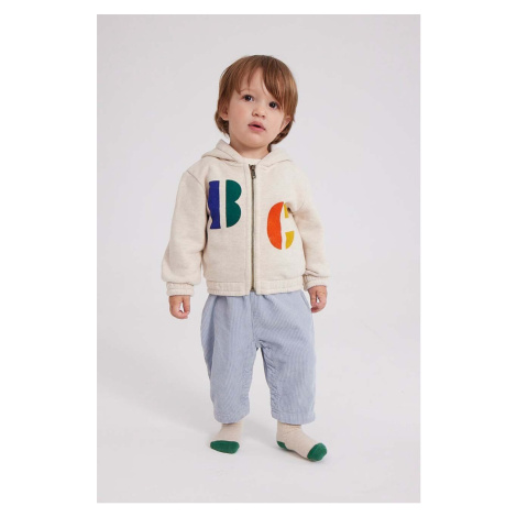 Dětská bavlněná mikina Bobo Choses béžová barva, s kapucí, s potiskem