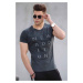 Madmext Men's Anthracite Embroidery Detailed T-Shirt 2895