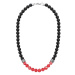 Manoki Pánský korálkový náhrdelník Umberto - 8 mm černý onyx a červený jaspis WA685BR Červená 46