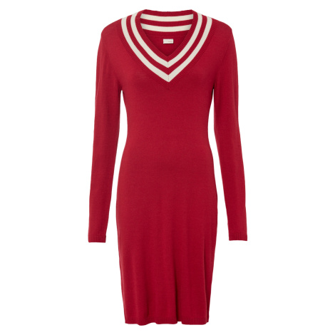 Bonprix BODYFLIRT pletené šaty s dlouhými rukávy Barva: Červená, Mezinárodní