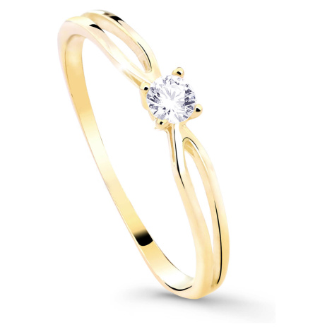 Cutie Diamonds Třpytivý zásnubní prsten ze žlutého zlata s briliantem DZ8027-00-X-1 Cutie Jewellery