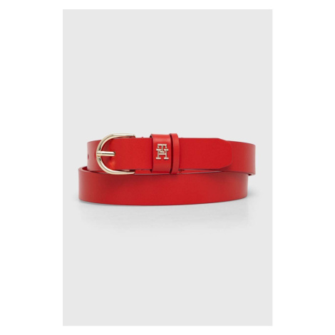 Kožený pásek Tommy Hilfiger dámský, červená barva, AW0AW15766