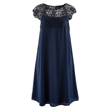 Bonprix BPC SELECTION šaty s krajkou Barva: Modrá, Mezinárodní