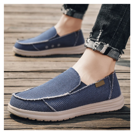 Džínové pánské boty nazouvací loafers denim canvas MIXI FASHION