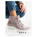 Trendy kotníčkové boty dámské fialové na plochém podpatku