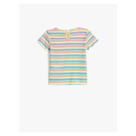 Koton T-shirt with Short Sleeves, Round Neck and Ribbed