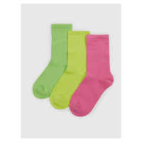 Sada tří párů dětských ponožek v neonově růžové, žluté a zelené barvě GAP