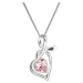 Evolution Group Stříbrný náhrdelník se Swarovski krystaly srdce růžové 32071.3