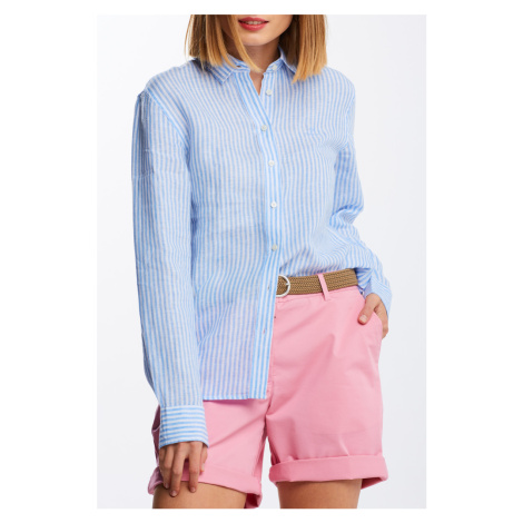 KOŠILE GANT LINEN CHAMBRAY STRIPE SHIRT modrá