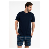 Pánské pyžamo Italian Fashion Ruben - krátké z bavlny Tmavě modrá